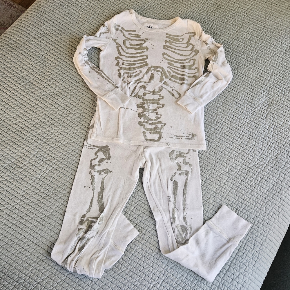 Crewcuts White Skeleton Print Kids Pajama Set